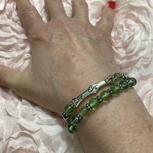 NWT Courtney G Silver Tone & Green Bracelets Set!!